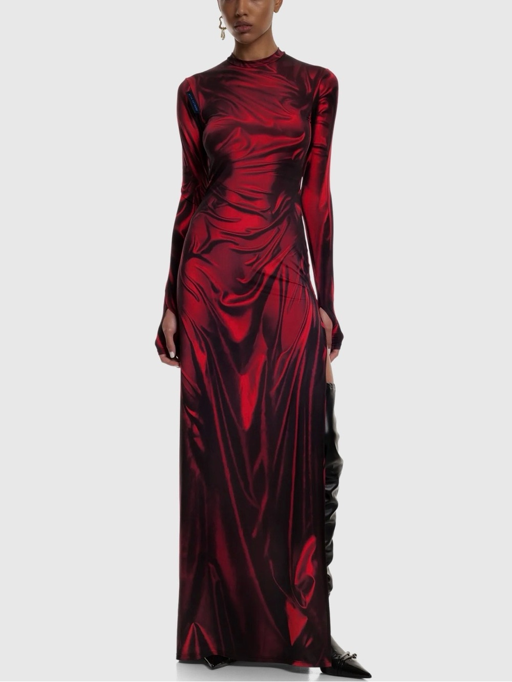 KETA GUTMANE Red Wetlook Maxi Dress - Picture 1 of 7